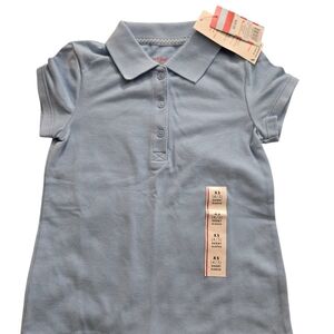 Cat & Jack Girls Light Blue Uniform Polo Shirt XS (4/5) NWT Short Sleeve